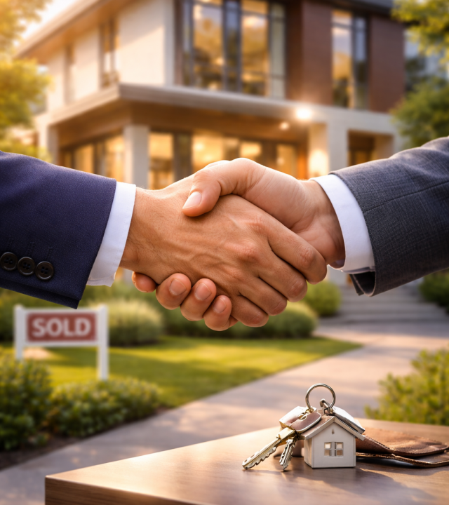 New home agreement at sunset